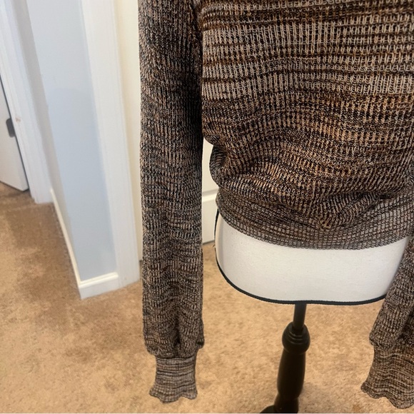 Free People Off-the-Shoulder Knit Sweater - Brown and Cream - Picture 10 of 11